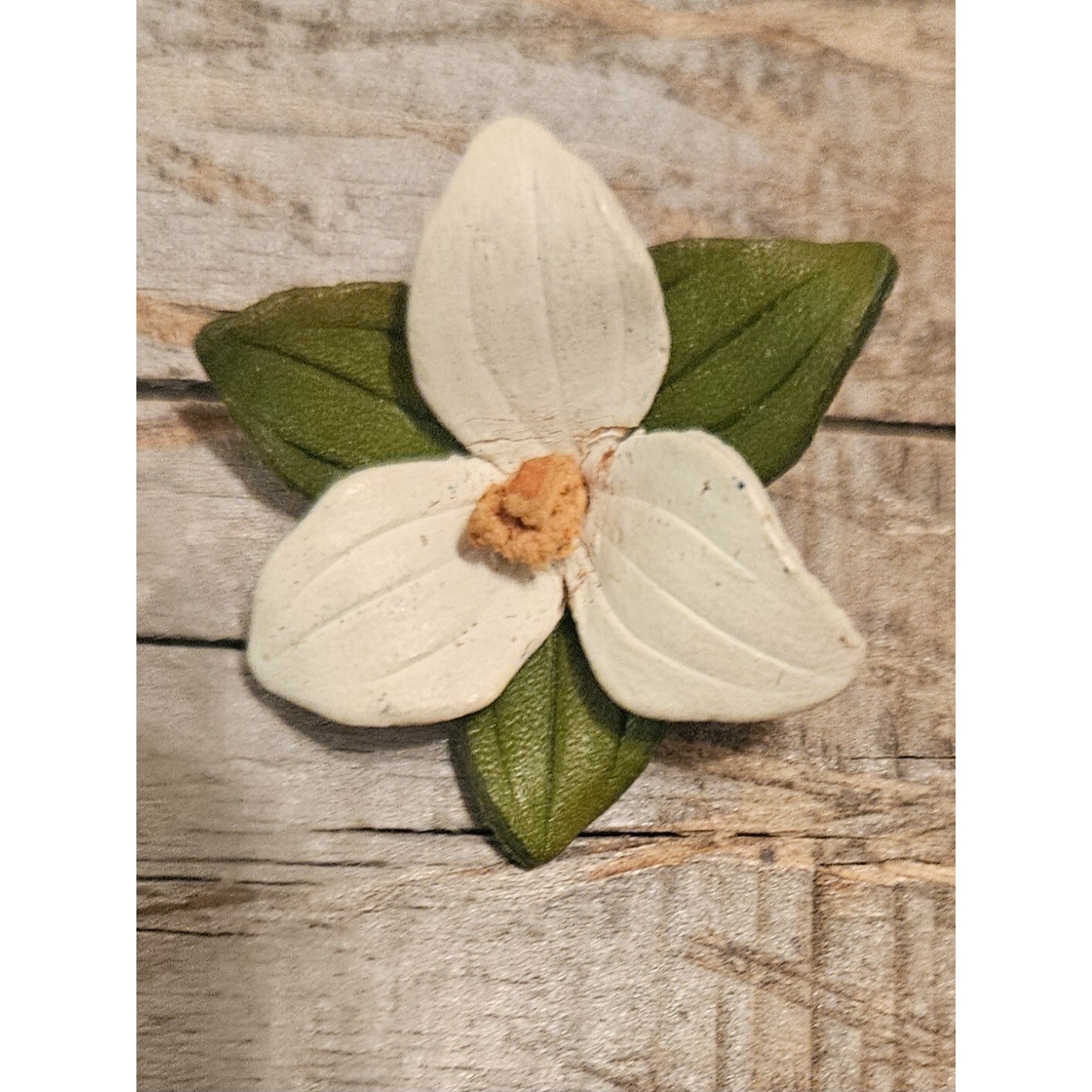 Trillium Flower Brooch Pin - Signed Canada Floral Statement Lapel Accent Fashion 22$